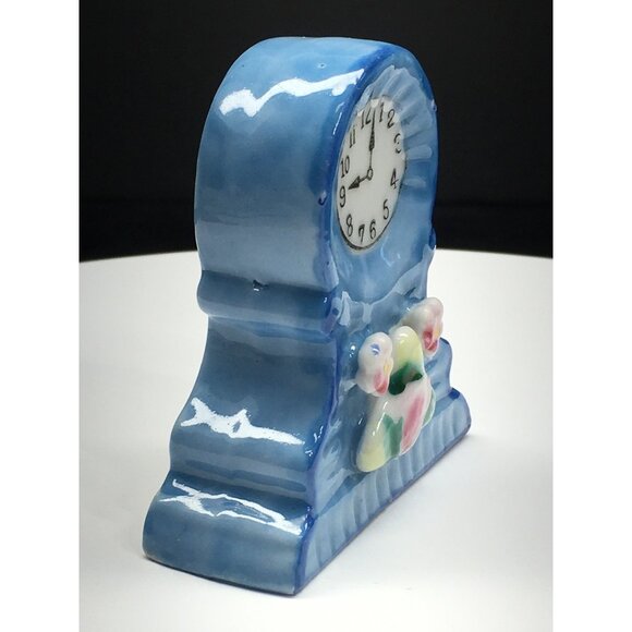 Vintage H Kato Mantle Clock Figurine Ceramic Porcelain Occupied Japan 2.5" Tall - Picture 9 of 15